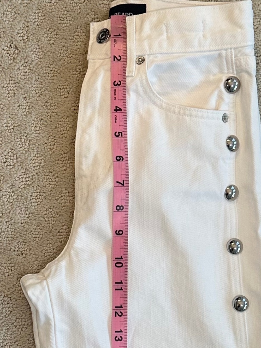 Veronica Beard Taylor High-Rise Wide Leg Studded Statement Jeans White 23 Casual - Picture 13 of 14